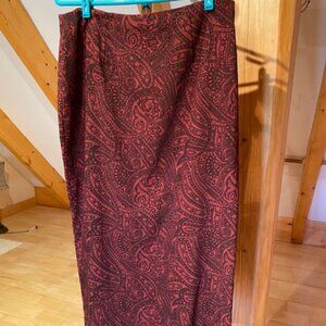 VTG 90s Geoffrey Beene Sport Paisley Maxi Skirt Women’s 12 Stretch Back Slit Y2K